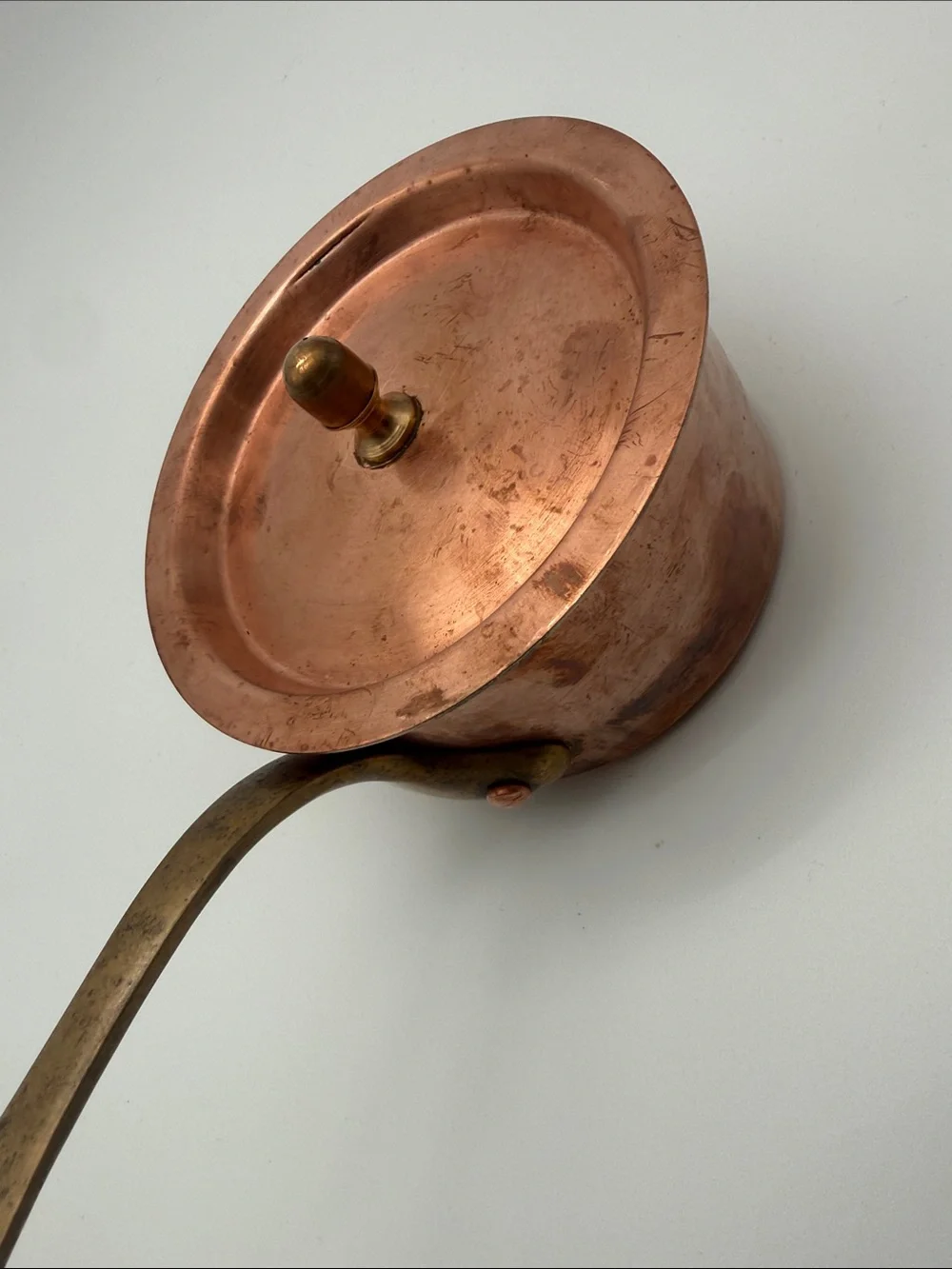 Vintage French Copper Saucepan w Lid Brass Handle Henglamor Detroit